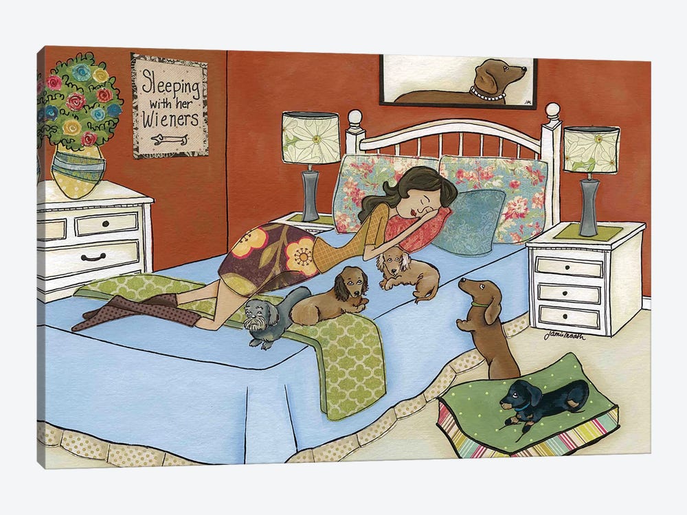 Sleeping With Her Wieners 1-piece Canvas Art Print