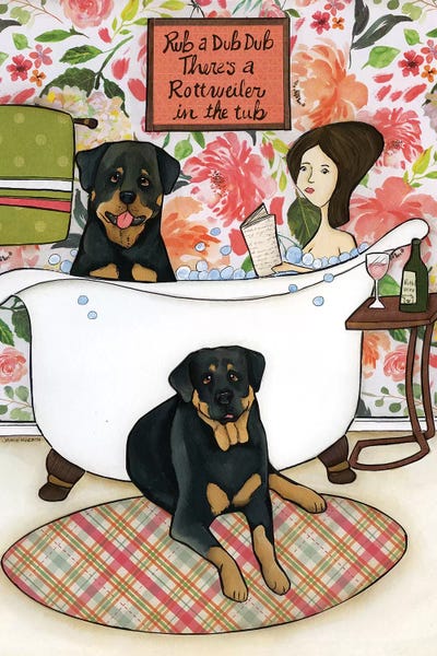 Jamie Morath: Rottweiler In The Tub by Jamie Morath