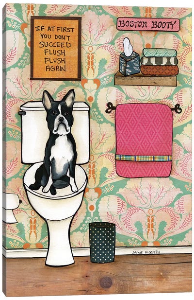Flush Again Canvas Art Print - Boston Terrier Art