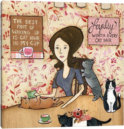 Cat Hair Canvas Art Print - Tea Art