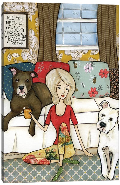 Love And A Pitbull Canvas Art Print - Jamie Morath