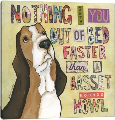 Basset Hound's Howl Canvas Art Print - Basset Hound Art