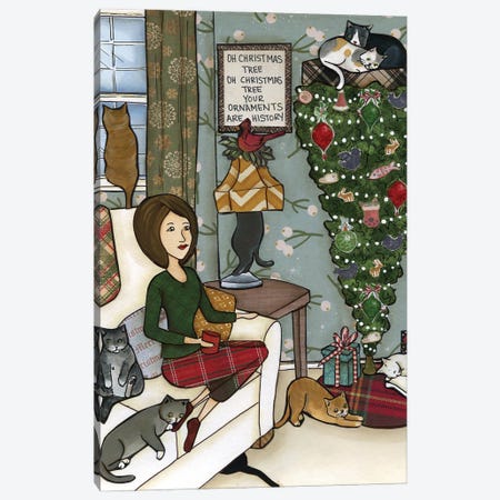 Oh Christmas Tree Cats Canvas Print #MRH517} by Jamie Morath Canvas Print