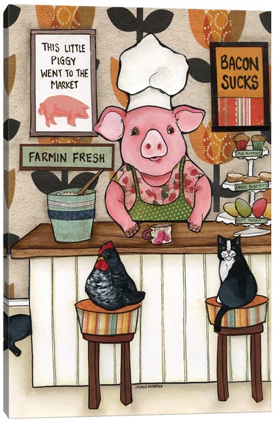 Bacon Sucks Canvas Art Print - Pig Art