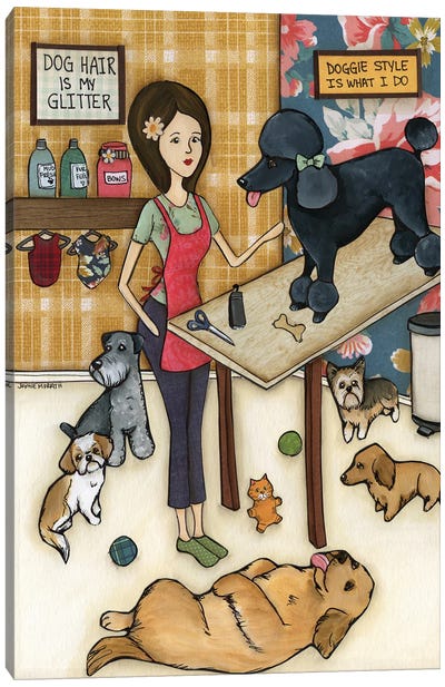 Doggie Style Canvas Art Print - Schnauzer Art