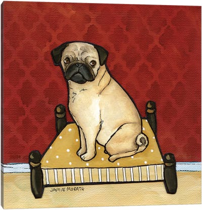 Lady Pug Canvas Art Print - Pug Art