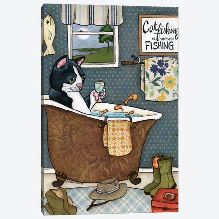 Cat Fishing Canvas Print #MRH574} by Jamie Morath Canvas Print