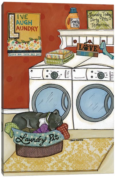 Laundry Pit Canvas Art Print - Pit Bull Art