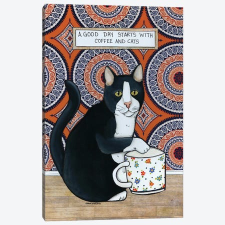 Coffee And Cats Canvas Print #MRH601} by Jamie Morath Canvas Wall Art