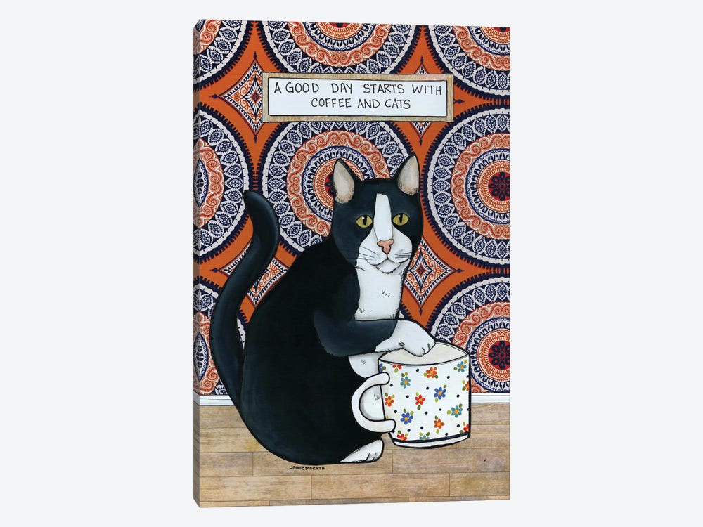 Coffee And Cats by Jamie Morath 1-piece Canvas Art Print