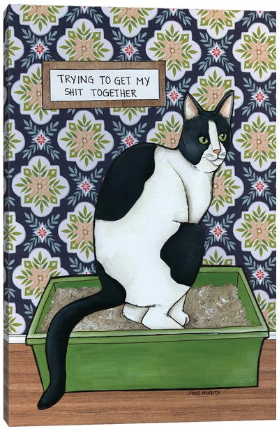 Trying To Get Canvas Art Print - Tuxedo Cat Art