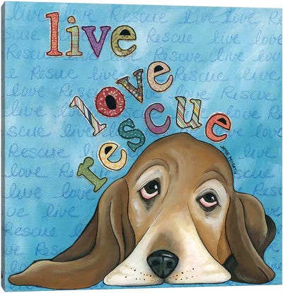 Live Love Rescue Basset Canvas Art Print - Jamie Morath