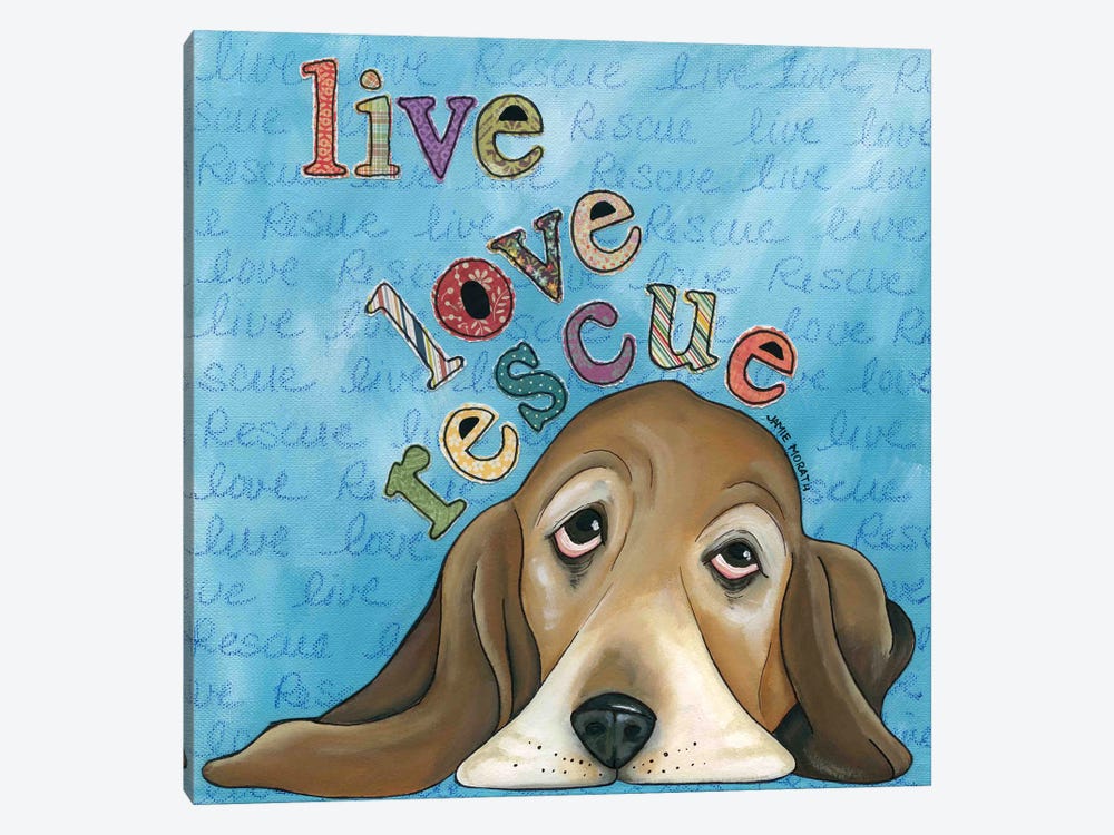 Live Love Rescue Basset by Jamie Morath 1-piece Art Print