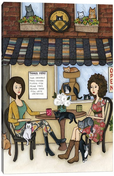 Feline Fine Cafe Canvas Art Print - Cafe Art