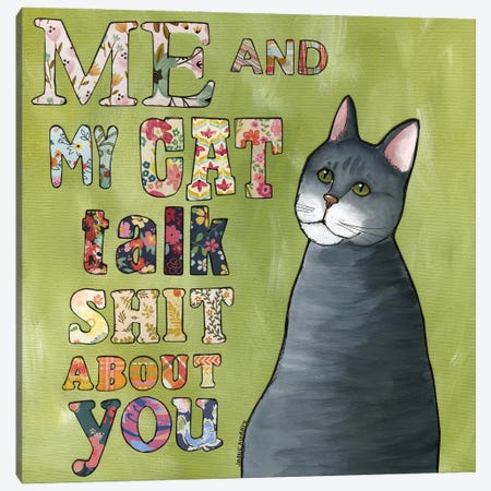 Talk Shit - Cat Canvas Print #MRH628} by Jamie Morath Canvas Artwork