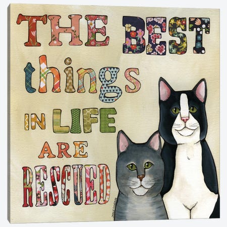 Best Things Rescued Cats Canvas Print #MRH632} by Jamie Morath Canvas Print