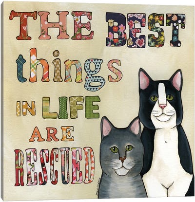 Best Things Rescued Cats Canvas Art Print - Pet Obsessed