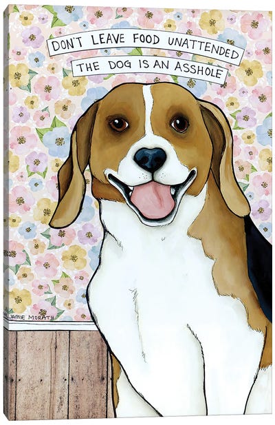 Unattended Beagle Canvas Art Print - Beagle Art