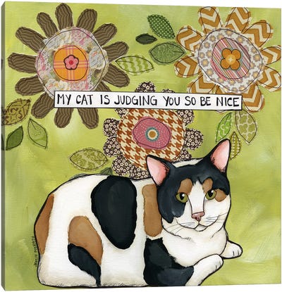 Judging You Canvas Art Print - Calico Cat Art