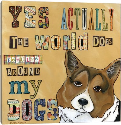 Around My Dog Canvas Art Print - Corgi Art