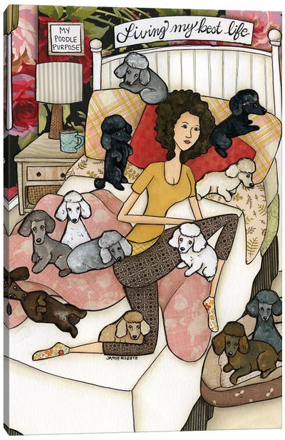 My Best Life Canvas Art Print - Poodle Art