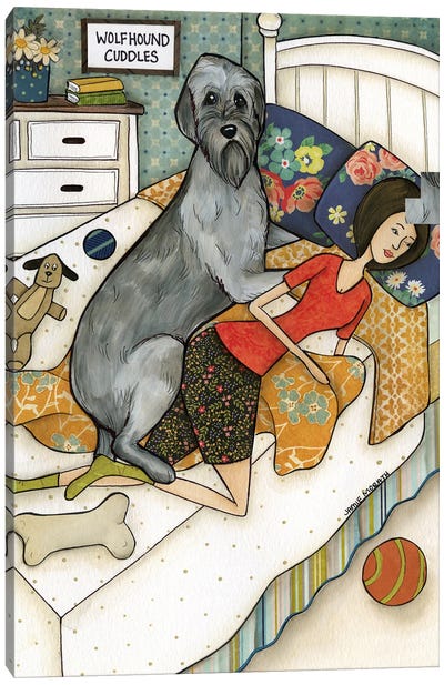 Wolfhound Cuddles Canvas Art Print
