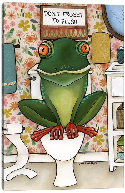 Froget To Flush Canvas Art Print - Frog Art