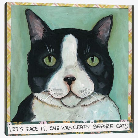 Wood Block Tux Cat Canvas Print #MRH725} by Jamie Morath Canvas Wall Art