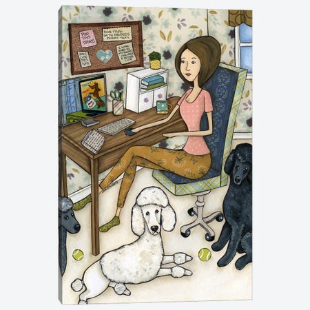 I Work Hard Poodle Canvas Print #MRH734} by Jamie Morath Art Print