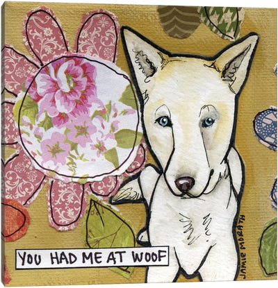 At Woof Canvas Art Print - Siberian Husky Art