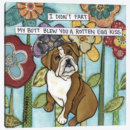 Didn't Fart Bulldog Canvas Print #MRH754} by Jamie Morath Art Print
