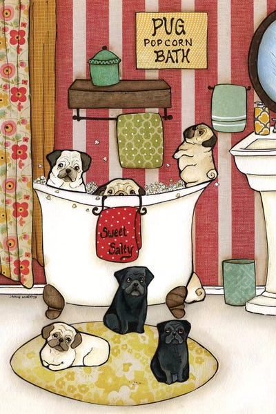 Pugs: Pug Popcorn Bath by Jamie Morath