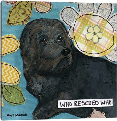 Who Rescued Who Canvas Art Print - Rescue Dog Art