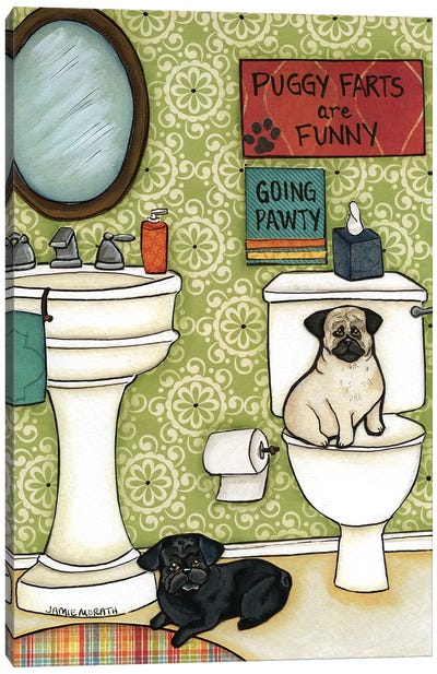 Puggy Farts Canvas Art Print - Crude Humor Art