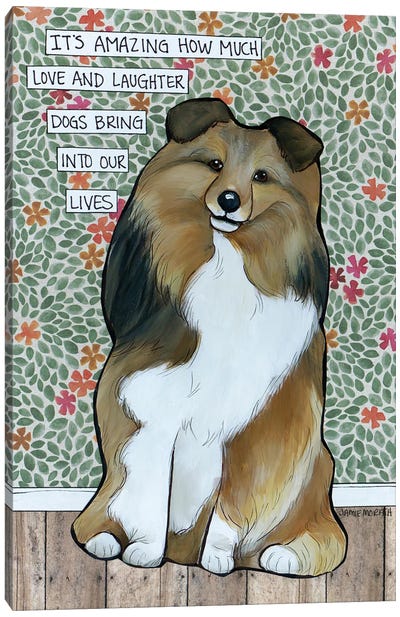 Love Laughter Sheltie Canvas Art Print - Shetland Sheepdog Art