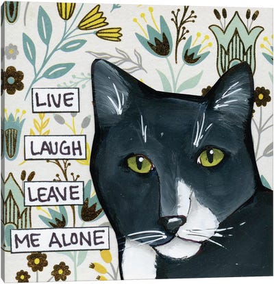 Leave Me Alone II Canvas Art Print - Tuxedo Cat Art