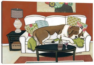 Saint Bernard Couch Hog Canvas Art Print