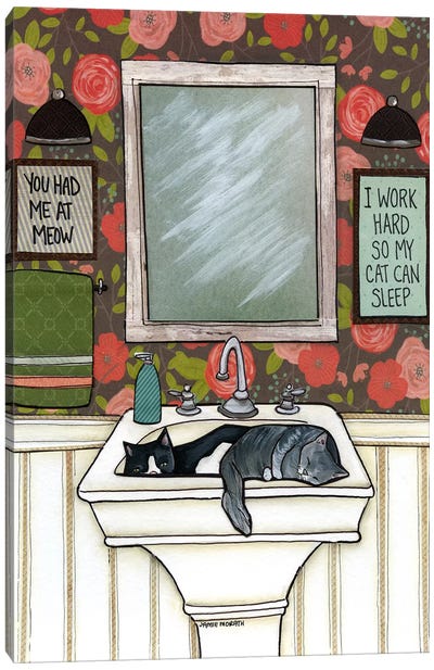 So My Cat Can Sleep Canvas Art Print - Animal Humor Art