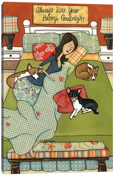 The Basenji Goodnight Canvas Art Print - Jamie Morath