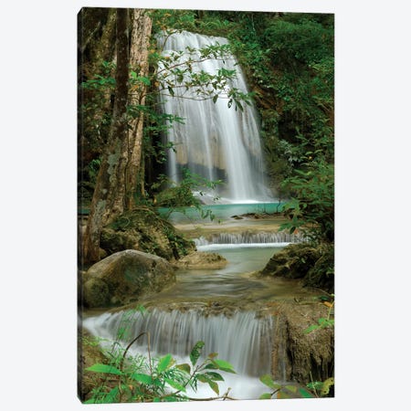 Seven Step Waterfall In Monsoon Forest, Erawan National Park, Thailand Canvas Print #MRN9} by Thomas Marent Canvas Art