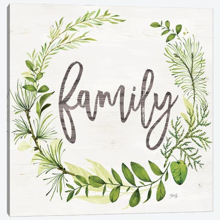 Family Greenery Wreath Canvas Print #MRR190} by Marla Rae Canvas Art Print