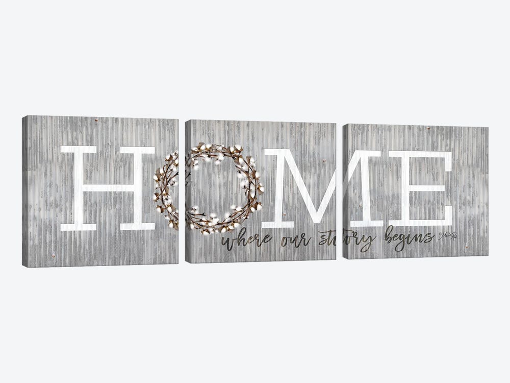 Home - Where Our Story Begins by Marla Rae 3-piece Art Print