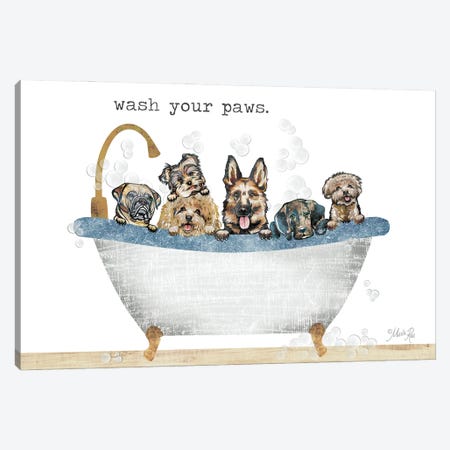Wash Your Paws Canvas Print #MRR238} by Marla Rae Canvas Wall Art