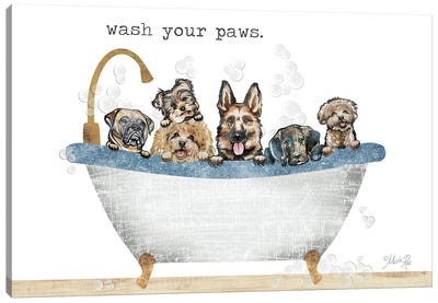 Wash Your Paws Canvas Art Print - Animal Humor Art