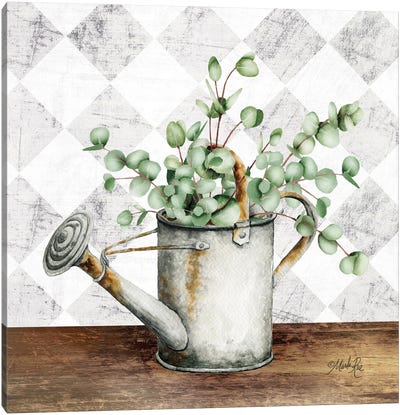 Eucalyptus White Watering Can Canvas Art Print - Marla Rae