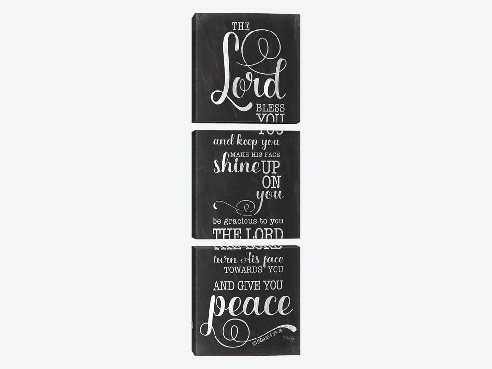 May The Lord Bless You (Black) by Marla Rae 3-piece Canvas Print