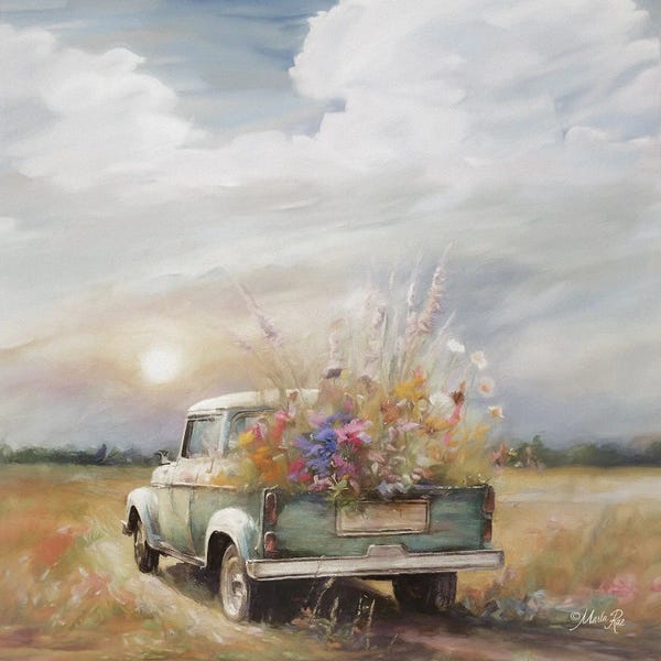 Marla Rae: Flower Truck in Field by Marla Rae