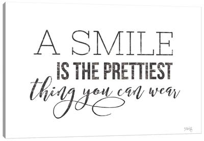 A Smile is the Prettiest Thing You Can Wear Canvas Art Print - Words of Wisdom