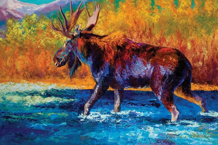 Autumn's Glimpse Moose by Marion Rose wall art