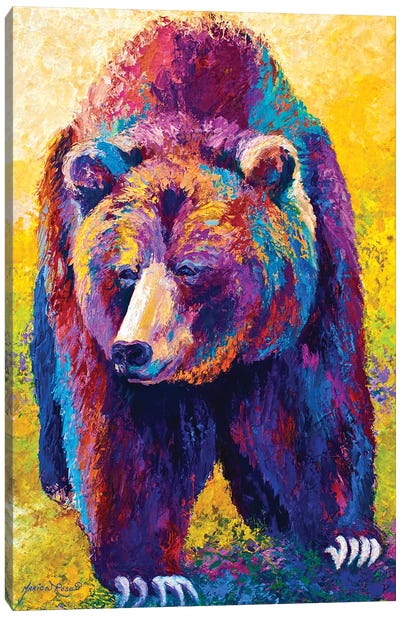 Close Encounter Canvas Art Print - Grizzly Bear Art